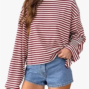 Striped Red and White Women's Top